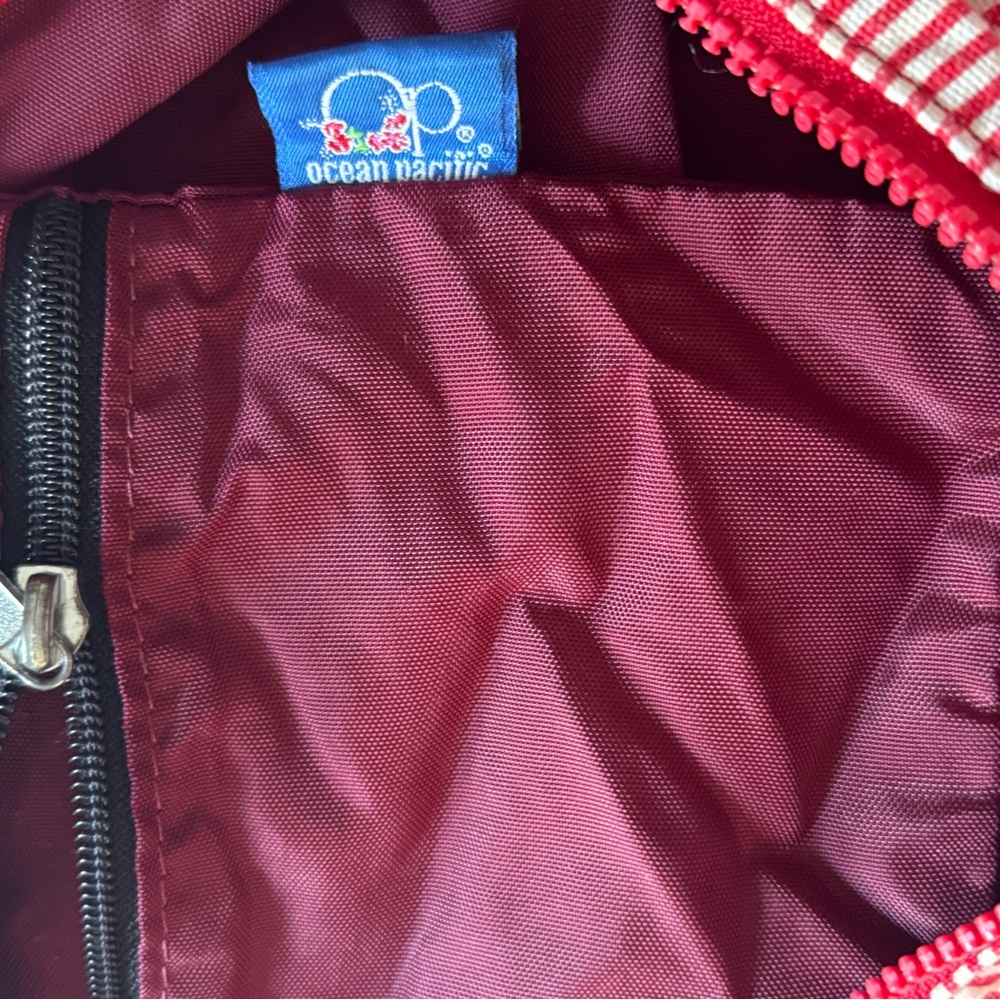 Vintage OP Ocean Pacific Red Striped Women’s Shoulder Sling Tote Bag Surfer Girl - Picture 5 of 15